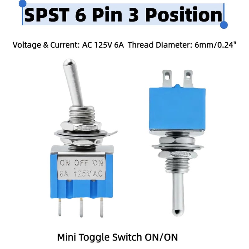 EGSCST 12 قطعة مفتاح تبديل مصغر SPST 6A 125V مفتاح روك صغير ON/Off/ON 6 دبابيس 3 وضعيات - Image 3